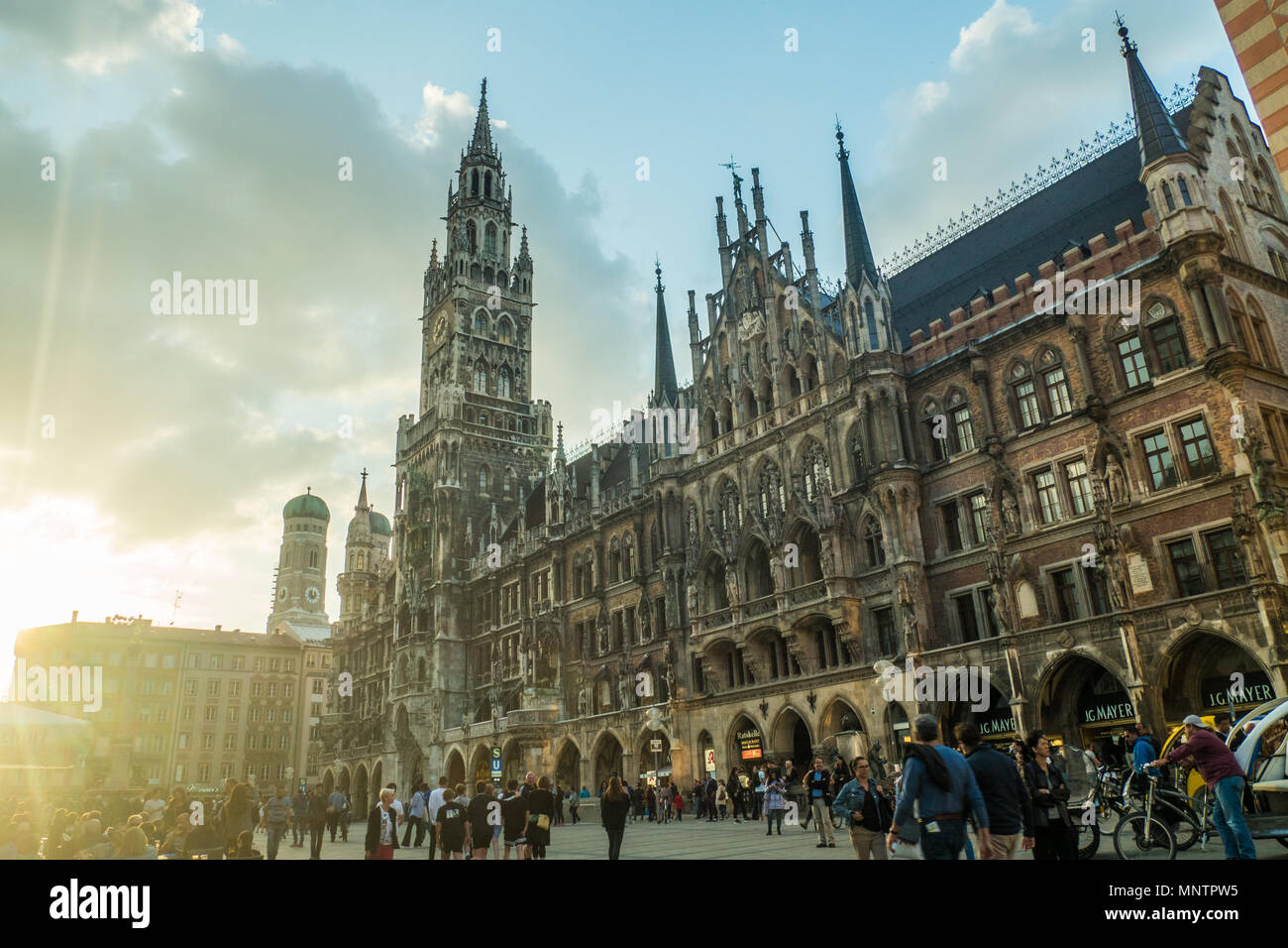 Marienplatz sqaure with the Neues Rathaus (New Town Hall) in Munich, capital of Bavaria, Germany. Stock Photo