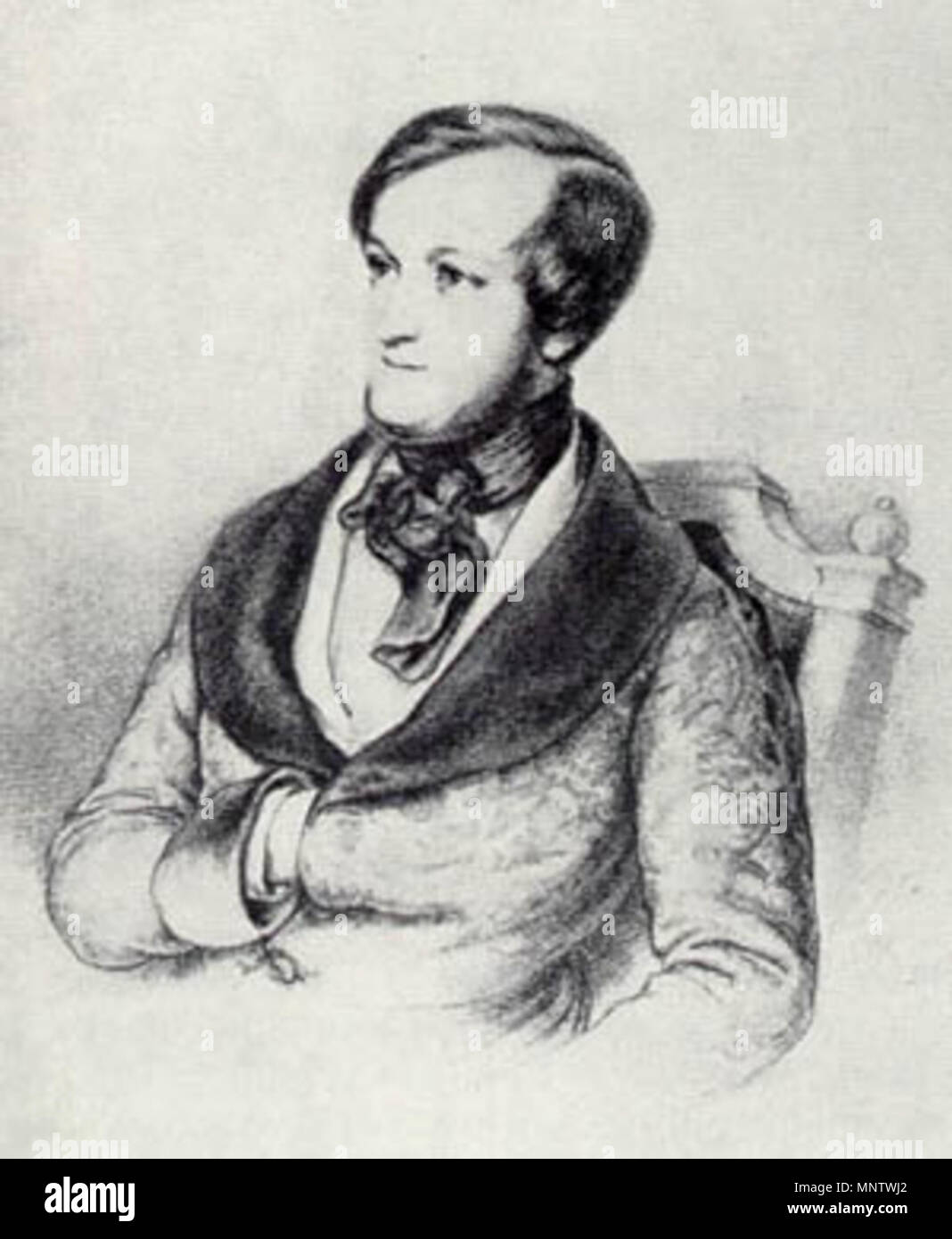 . English: Portrait by Julius Ernst Benedikt Kietz, 1840-1842 . 7 July 2012. Julius Ernst Benedikt Kietz (d. 1892) 1061 Richard Wagner c.1840 Stock Photo