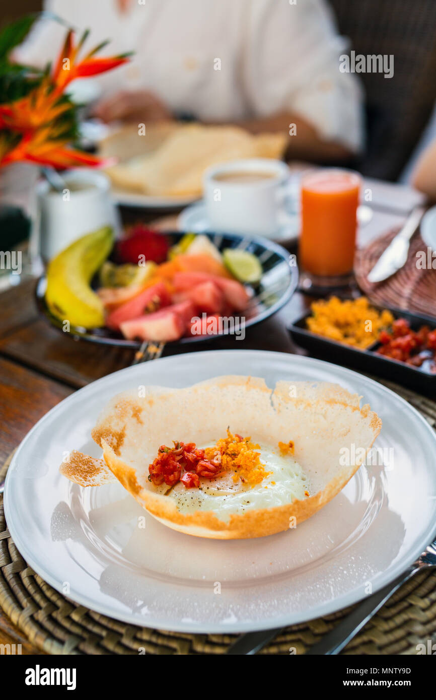 Traditional Sri Lankan breakfast with egg hoppers Stock Photo Alamy