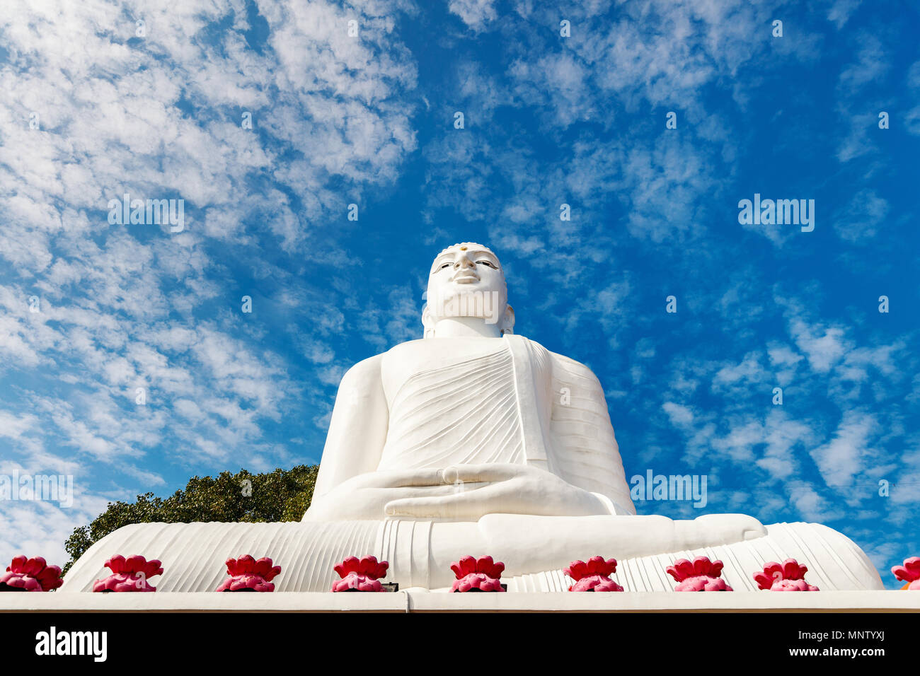 White Buddha statue in Bahirawakanda temple in Kandy Sri Lanka Stock Photo