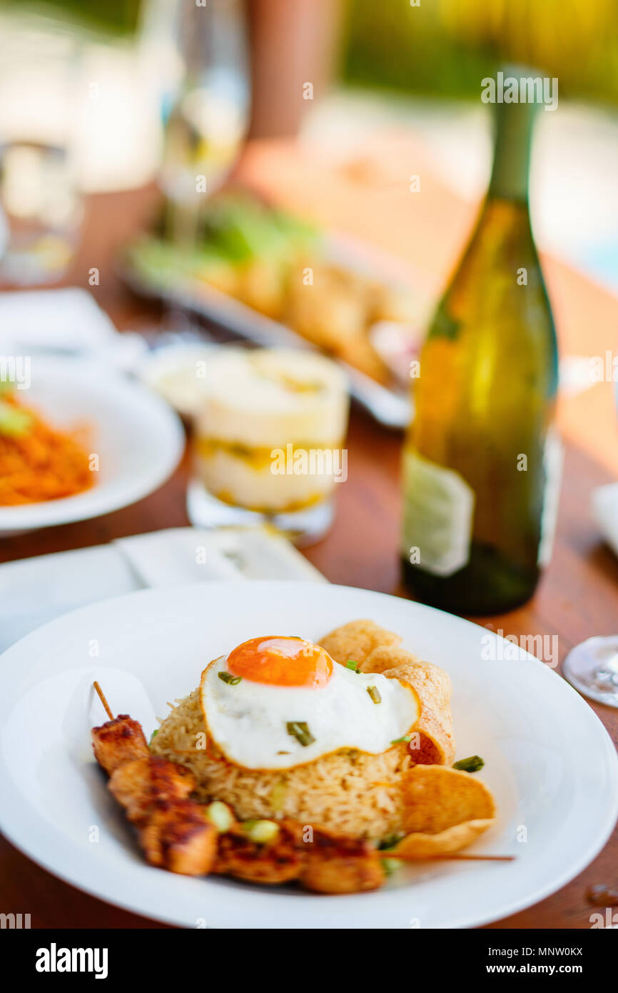 Close up of delicious fried rice dish served for lunch Stock Photo