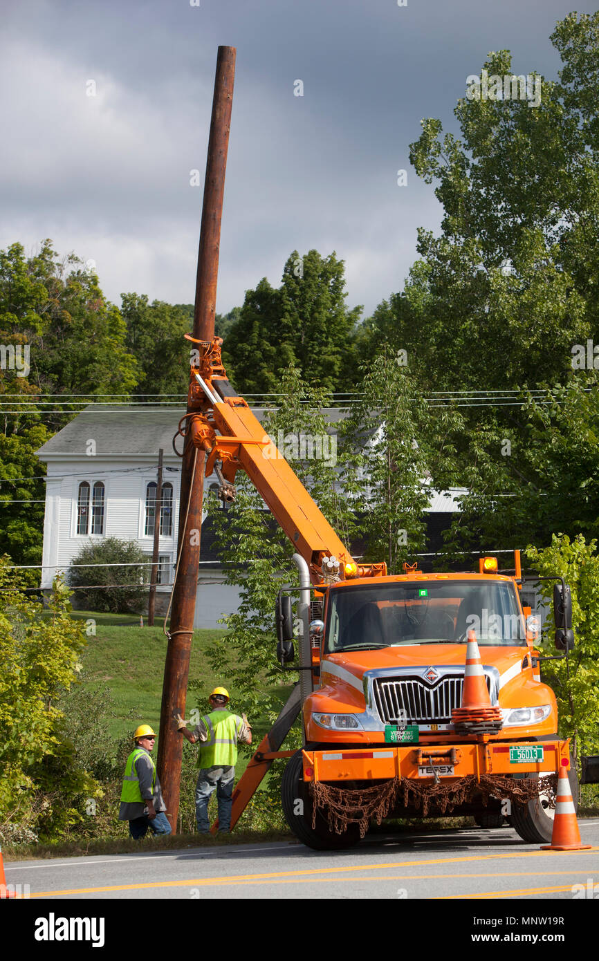 New telephone poles along with upgraded electrical service being