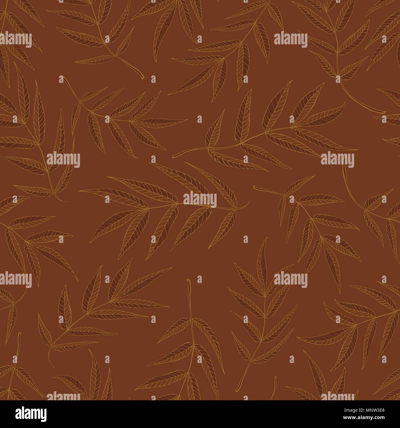 Seamless pattern from leaves of mountain ash in brown tones Stock ...