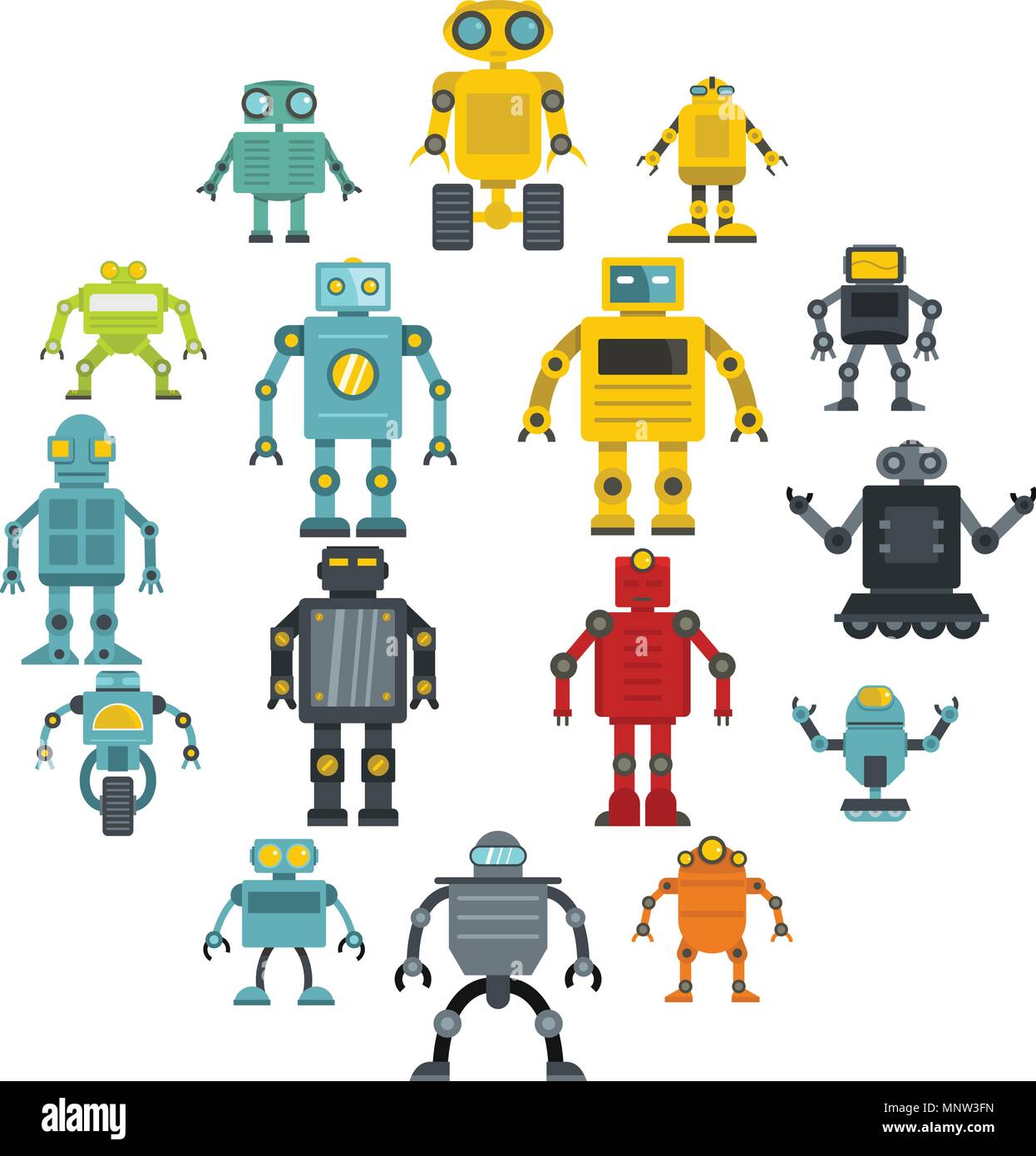 Robot icons set in flat style Stock Vector Image & Art - Alamy