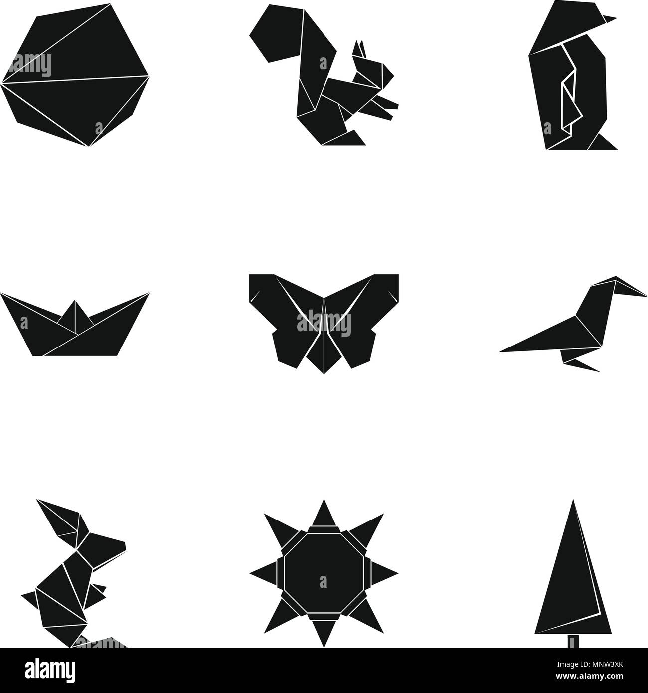 Origami paper icons set, simple style Stock Vector Image & Art Alamy
