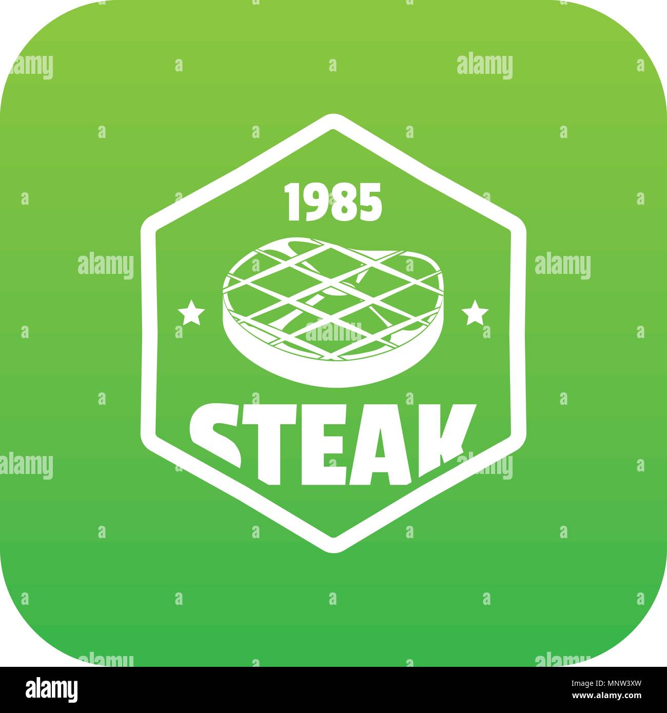 1985 steak icon green vector Stock Vector