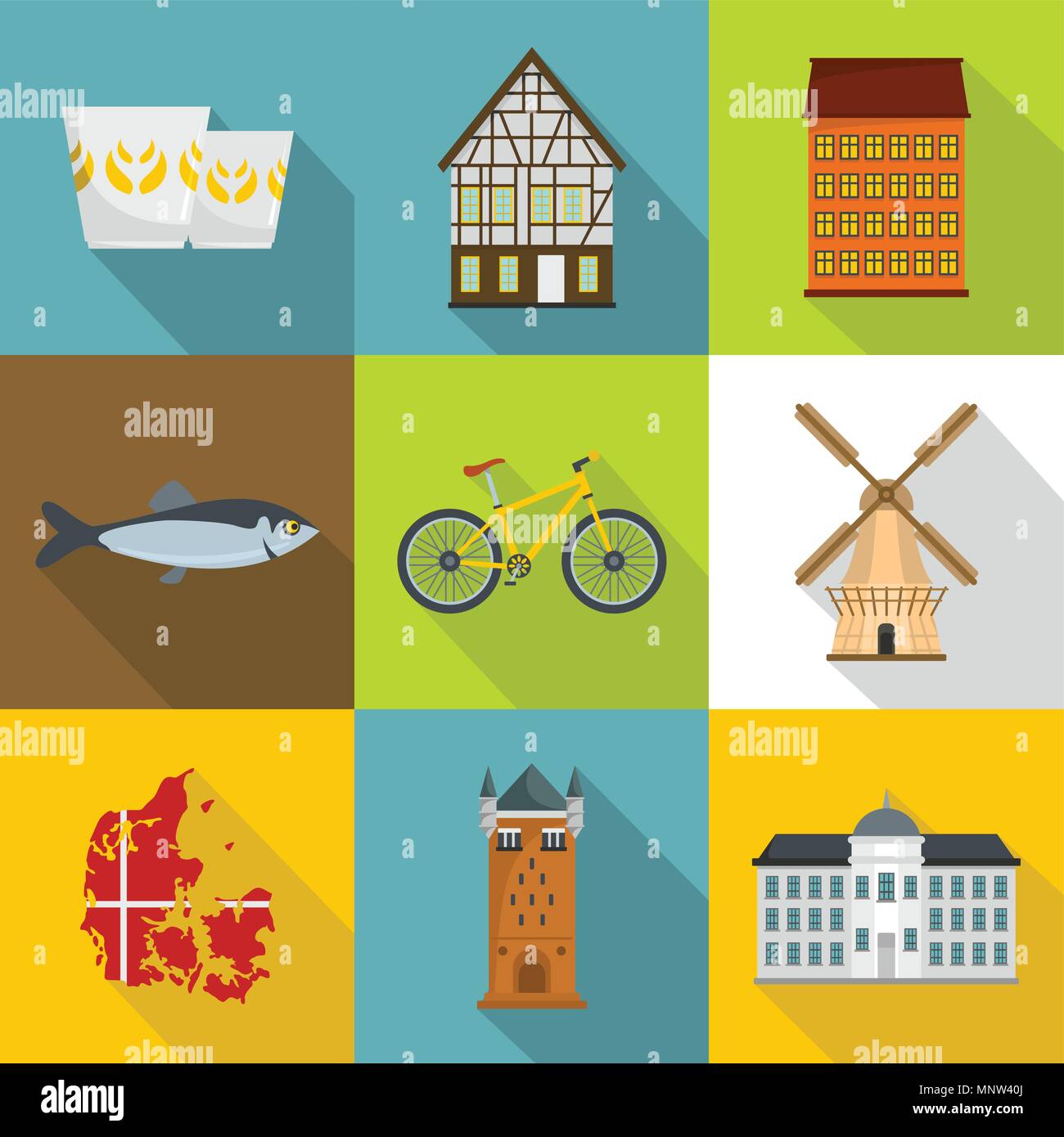 Nordic country icons set, flat style Stock Vector Image & Art - Alamy
