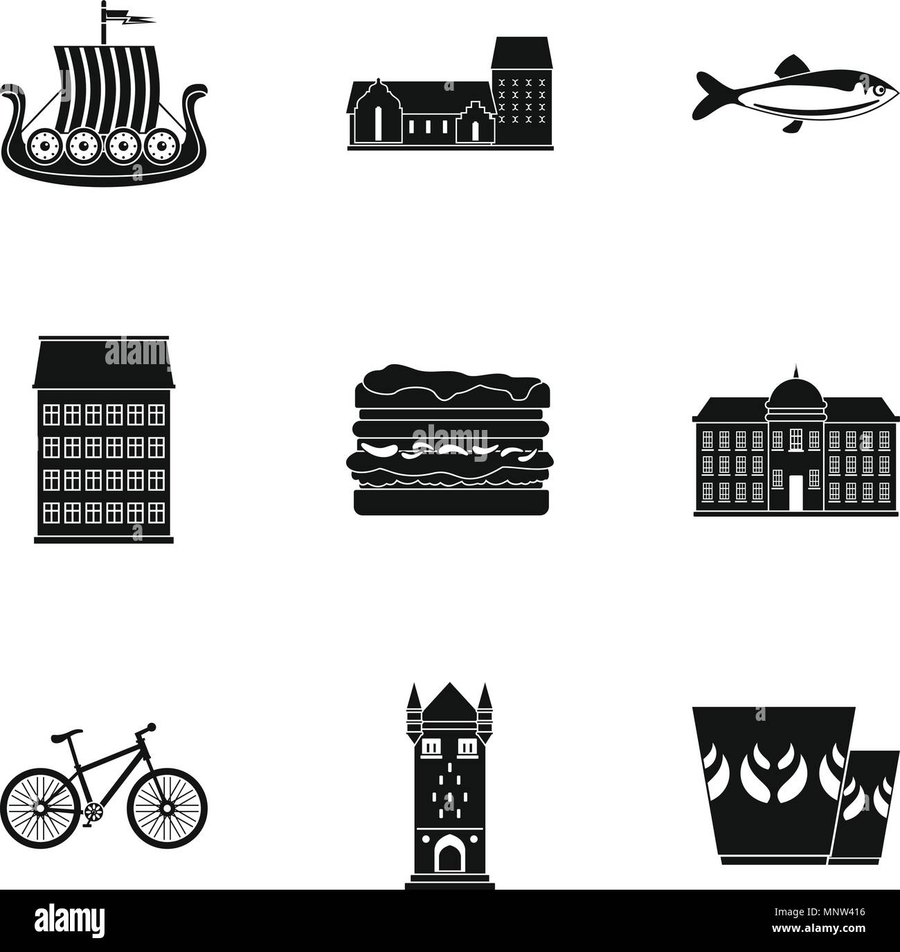 Scandinavian country icons set, simple style Stock Vector Image & Art ...