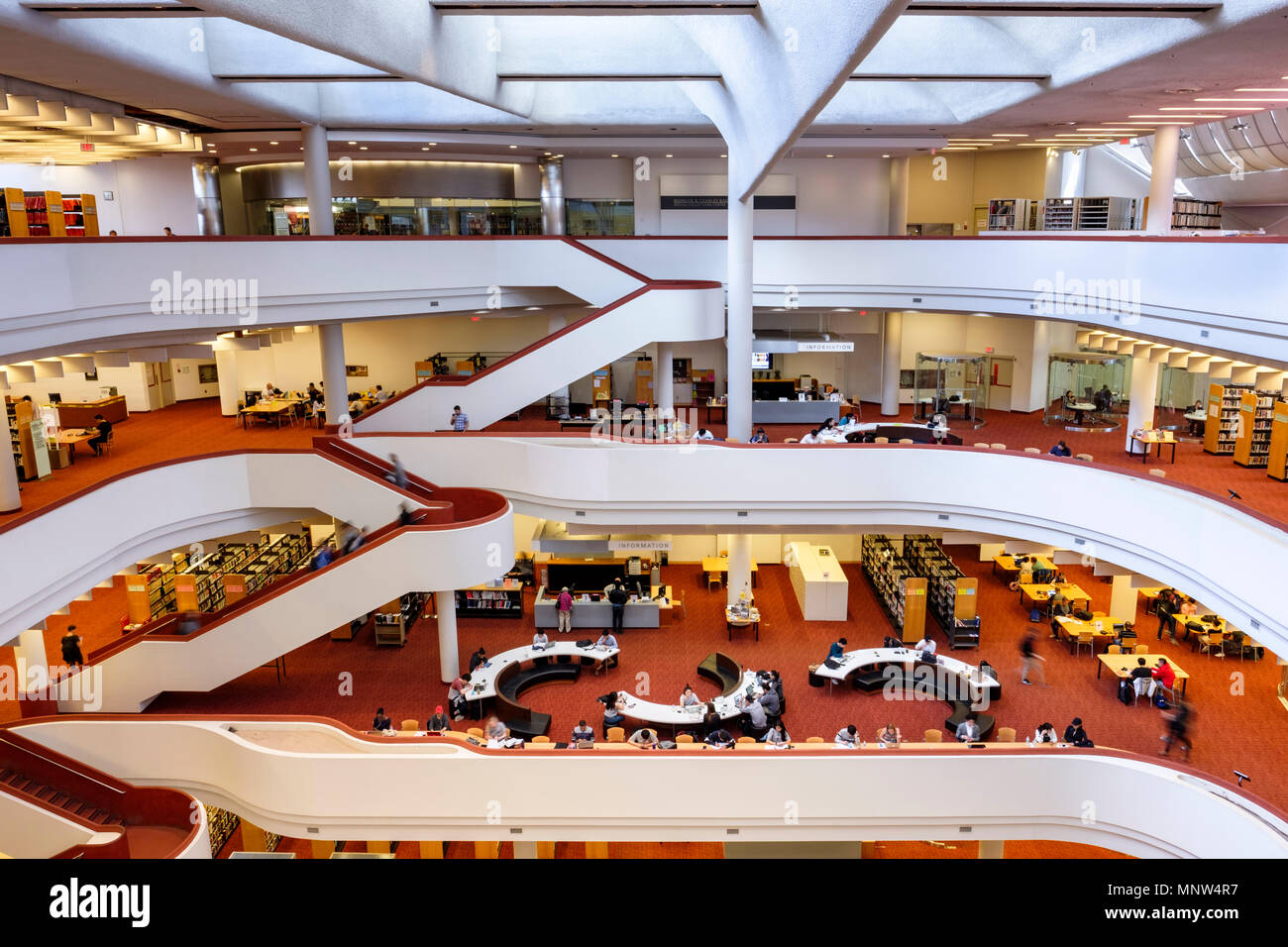 Interior view of Toronto Reference Library, the biggest public reference library in Canada, by Raymond Moriyama, downtown Toronto, Ontario, Canada Stock Photo