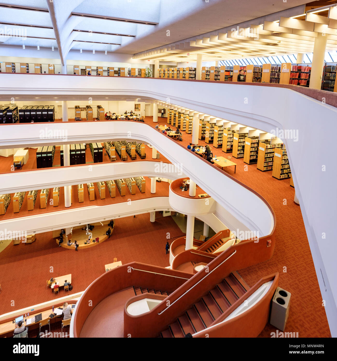 Square panorama image, interior of Toronto Reference Library, largest