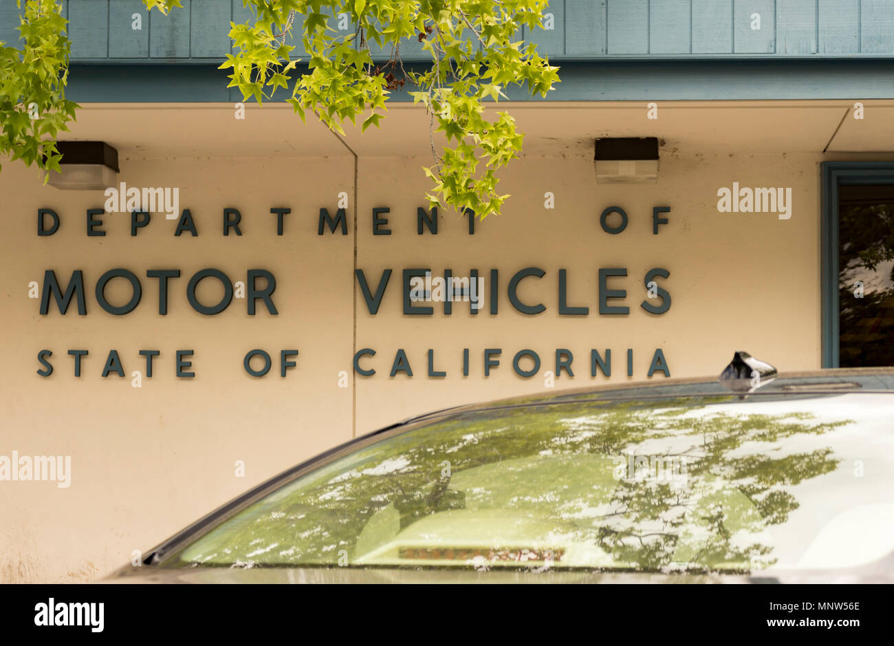 Los Gatos, California, USA - May 16, 2018: State of California Department of Motor Vehicles (DMV) sign in the town of Los Gatos, Northern California. Stock Photo