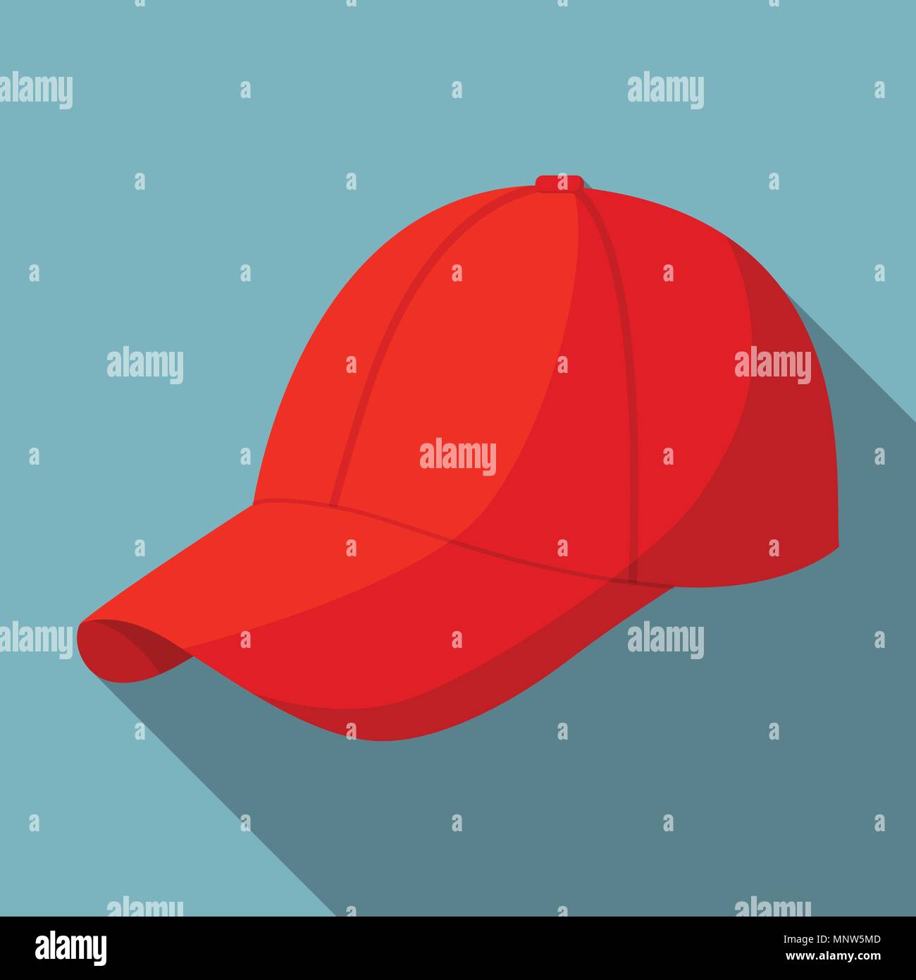 Red baseball cap icon, flat style Stock Vector