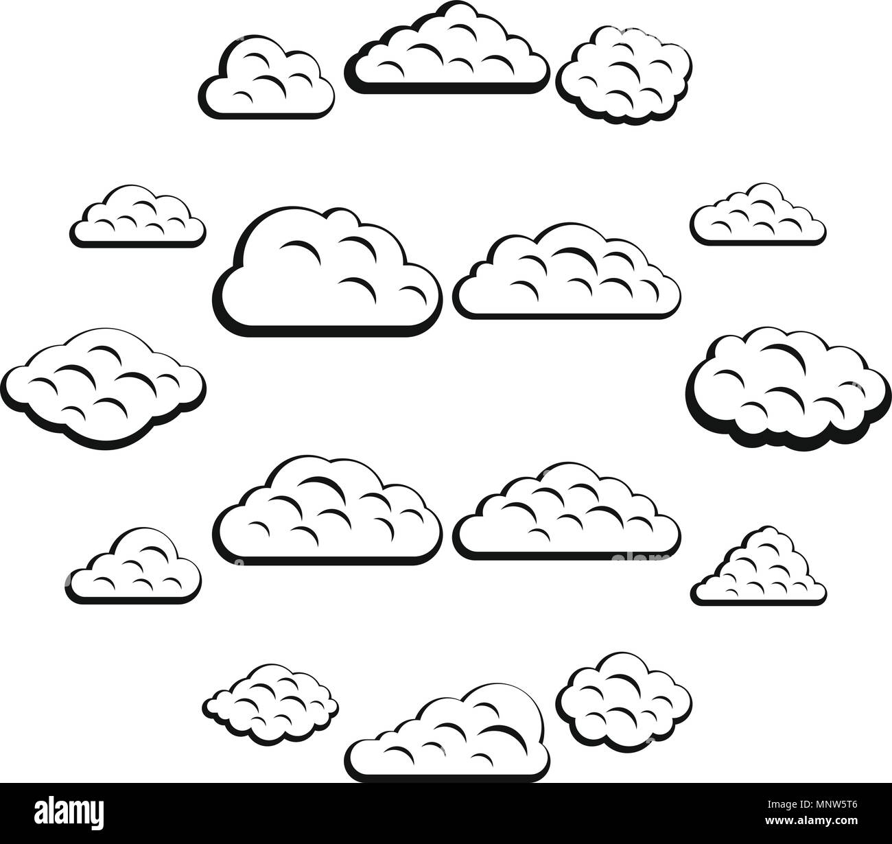 Illustrated clouds and sky Black and White Stock Photos & Images - Alamy