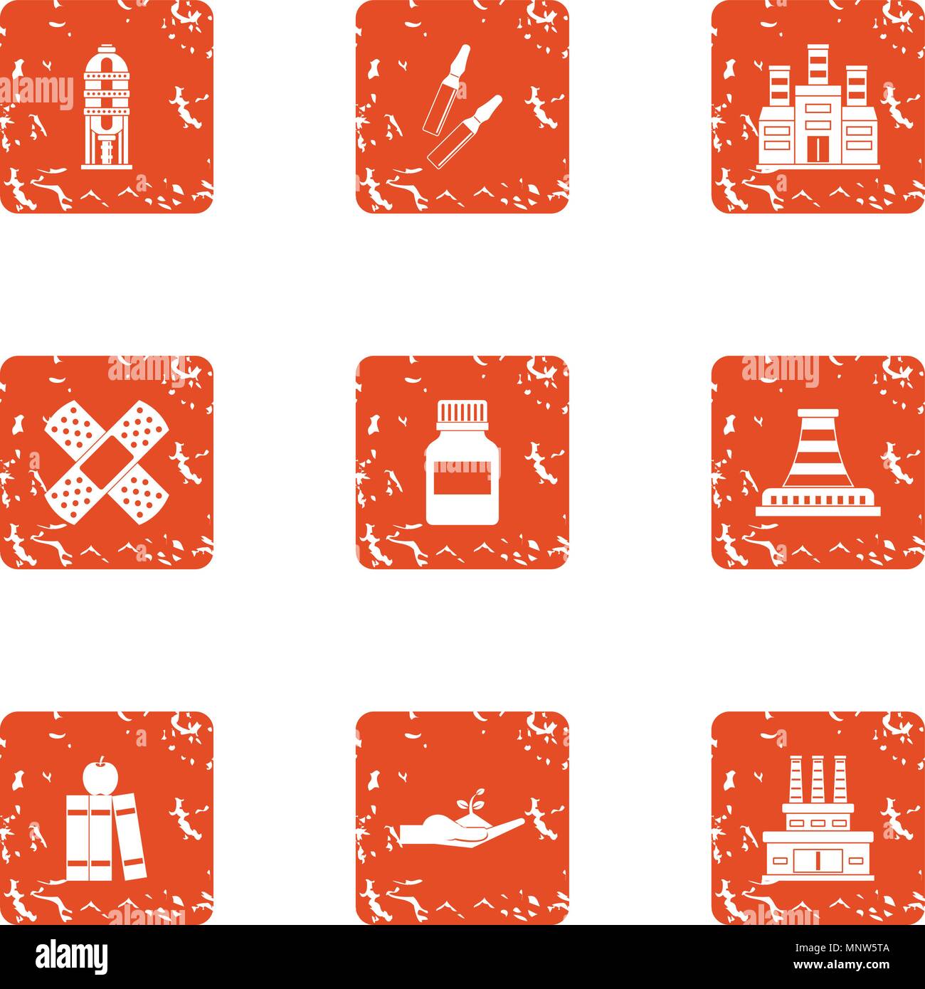 Factory store icons set, grunge style Stock Vector Image & Art - Alamy