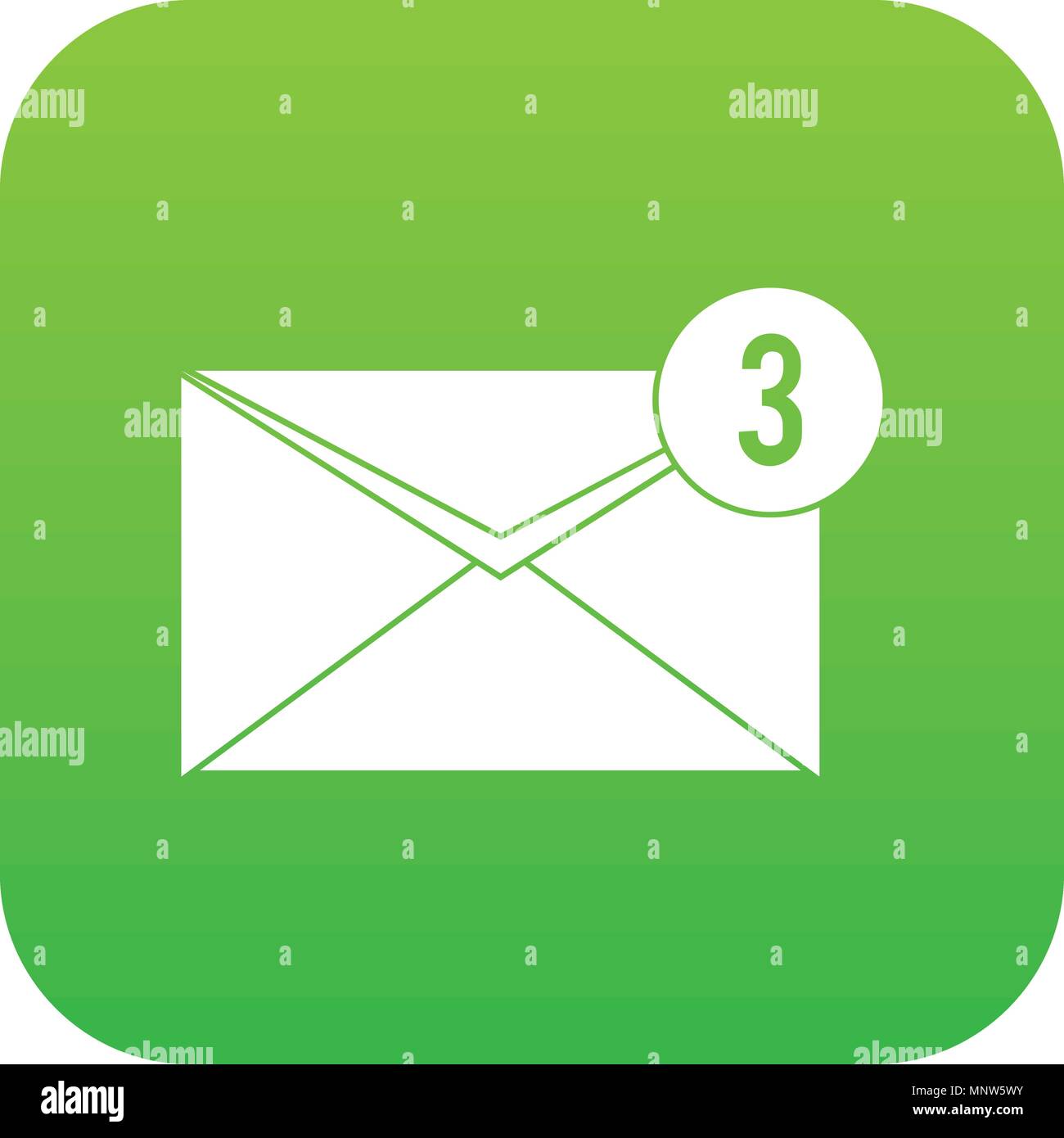 Envelope with three messages icon digital green Stock Vector Image ...
