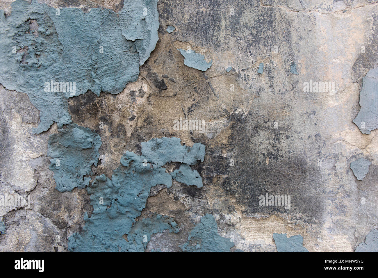 Blue paint peeling plaster gunge wall Stock Photo Alamy