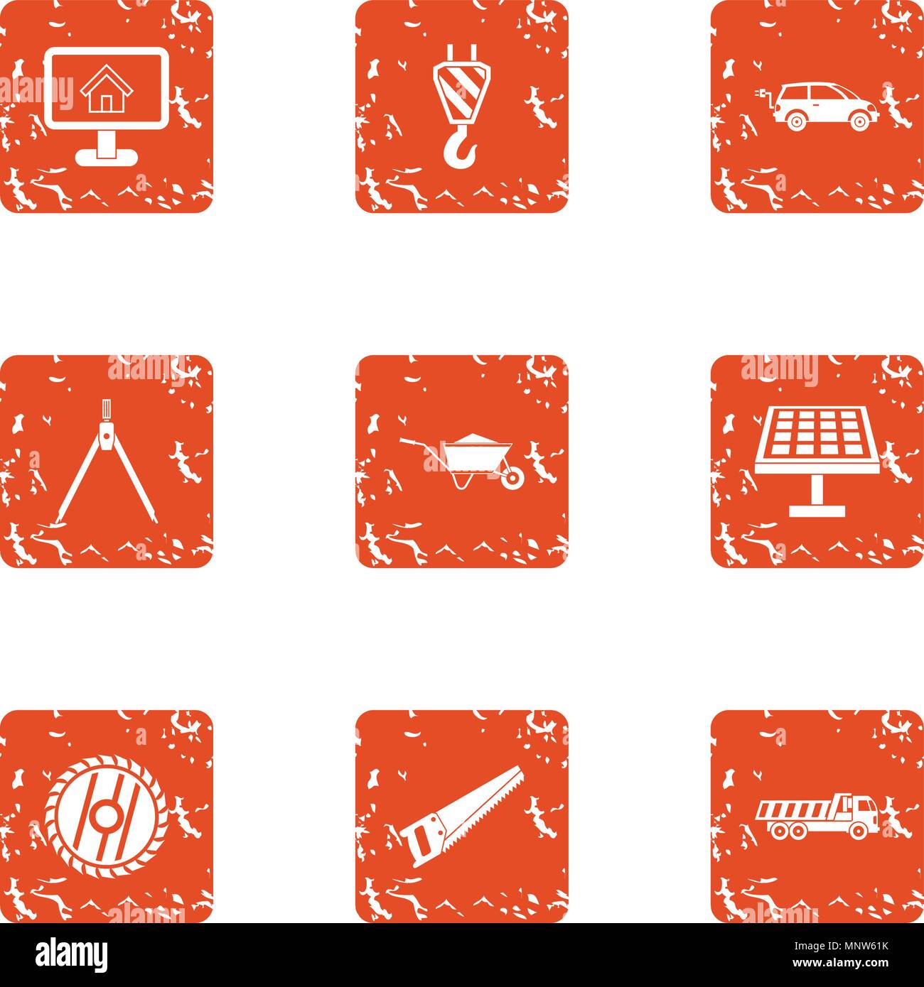 Registration icons set, grunge style Stock Vector