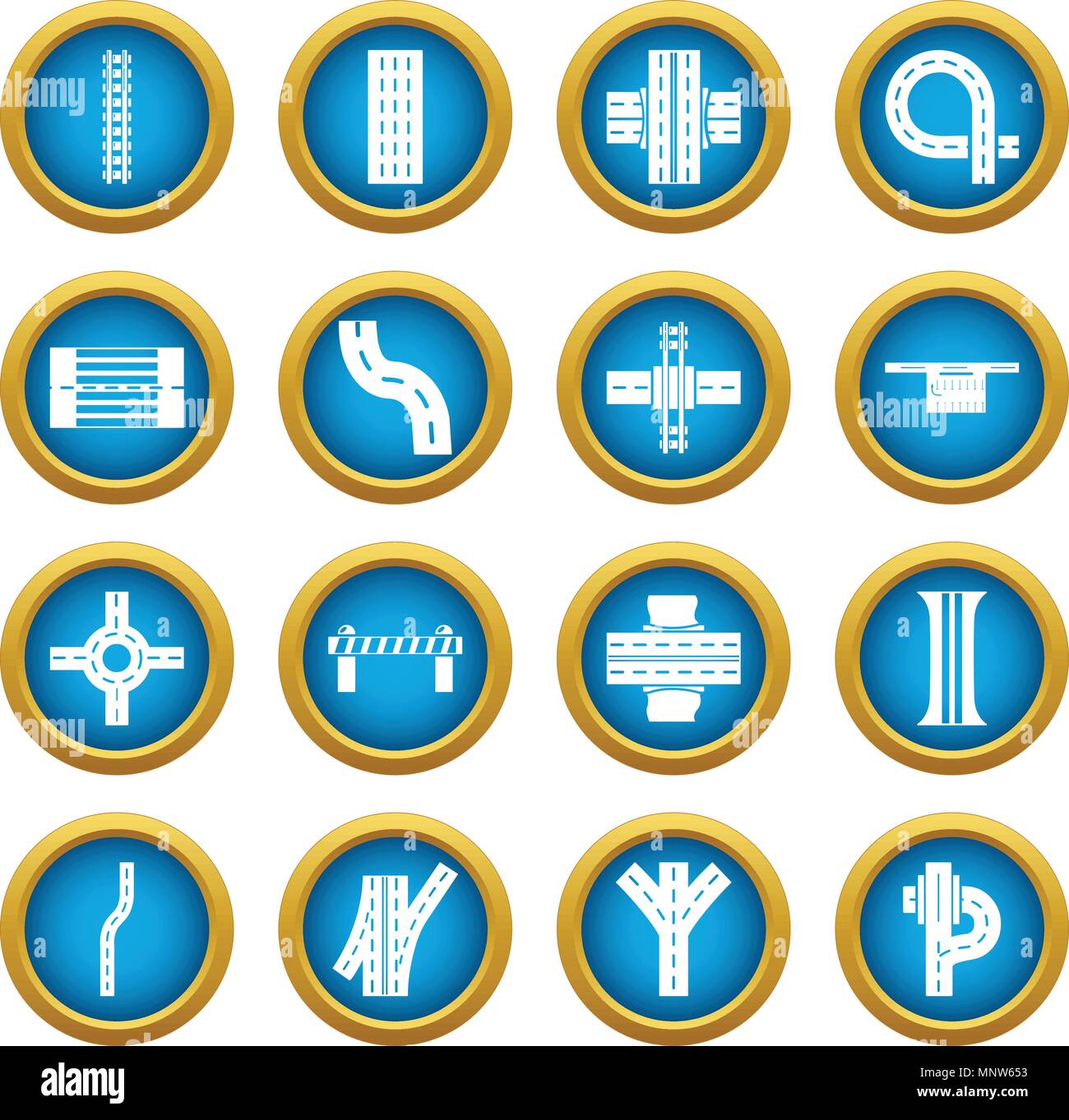 Road parts constructor icons set, simple style Stock Vector