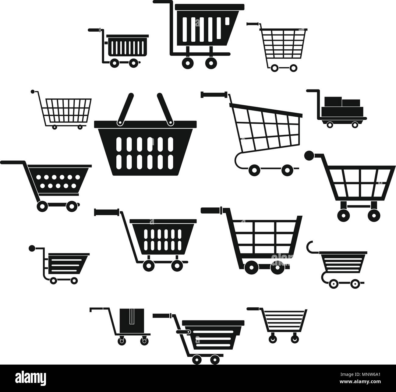 Shopping cart icons set, simple style Stock Vector Image & Art Alamy