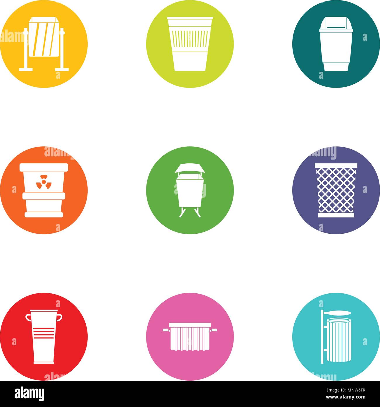 Waste basket icons set, flat style Stock Vector Image & Art Alamy