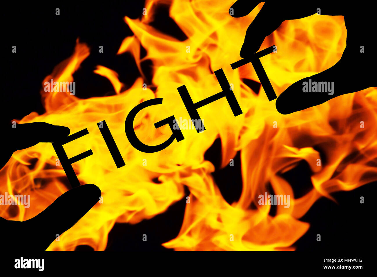 word fight in the fire. fight concept Stock Photo Alamy