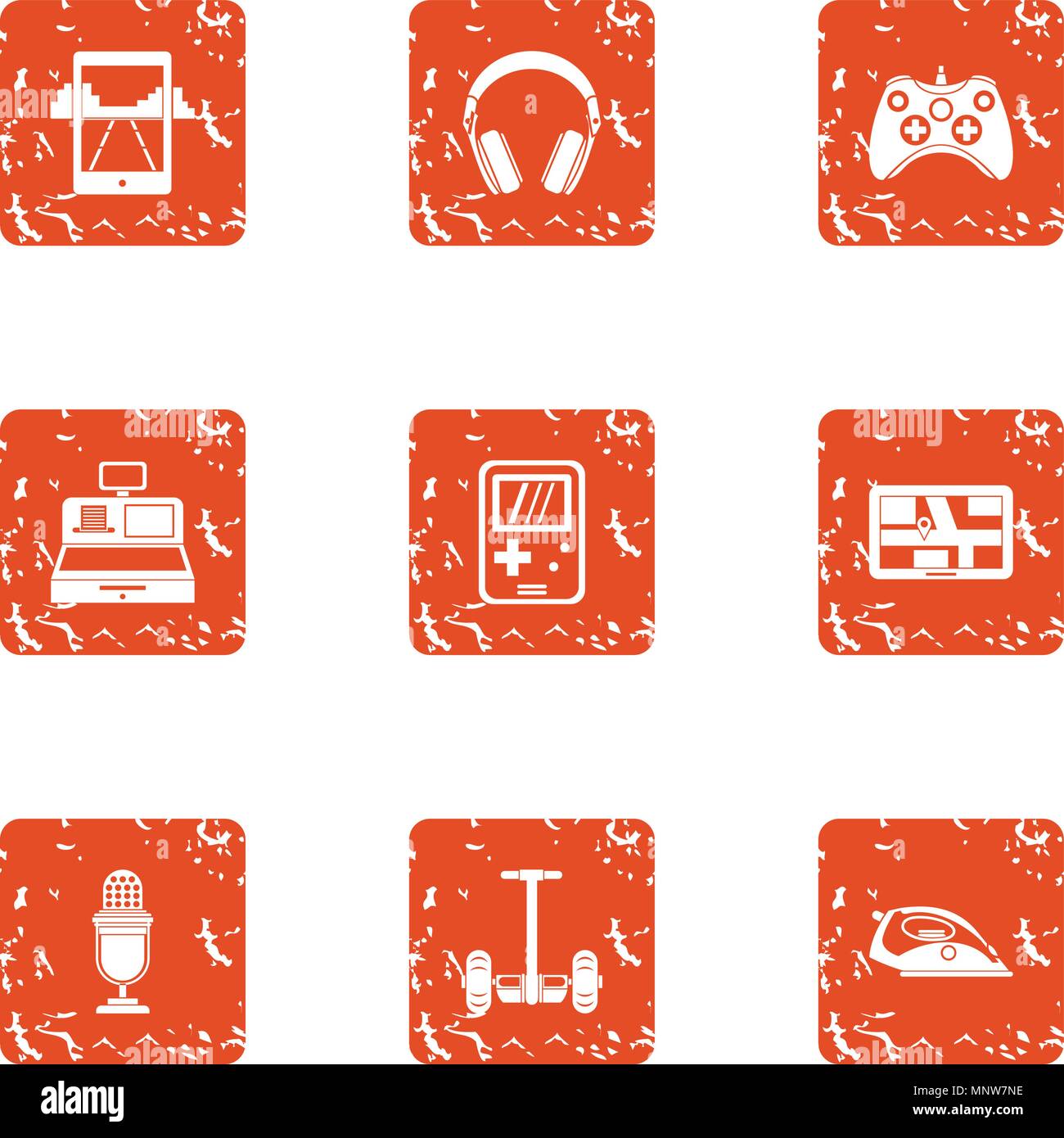 Speak icons set, grunge style Stock Vector