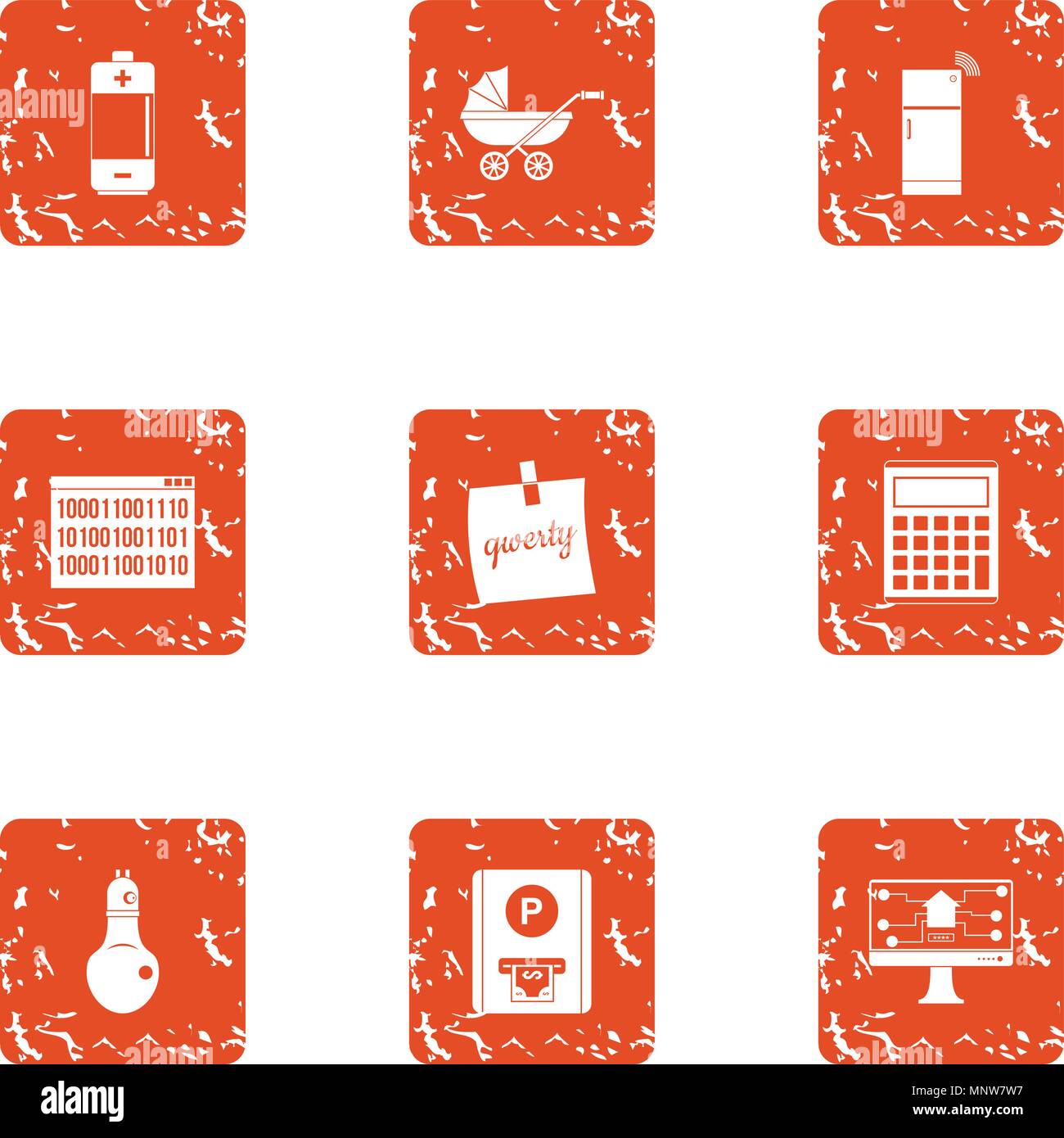 Energy source icons set, grunge style Stock Vector