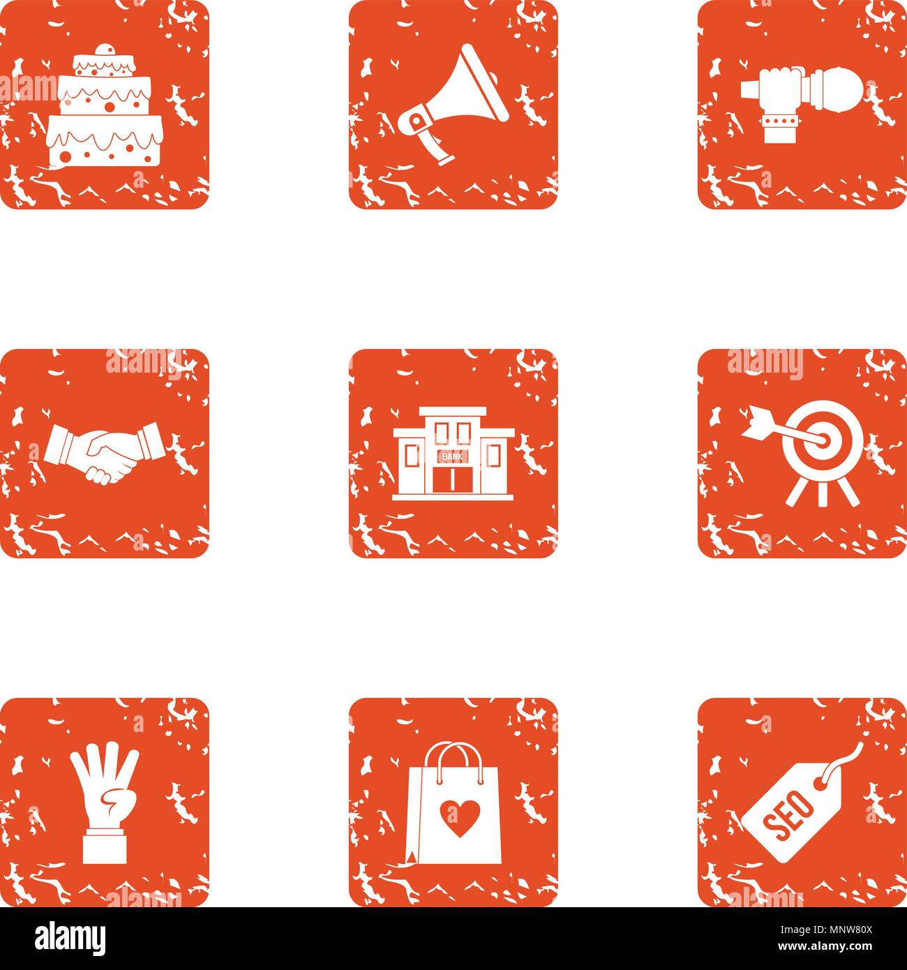 Create love icons set, grunge style Stock Vector