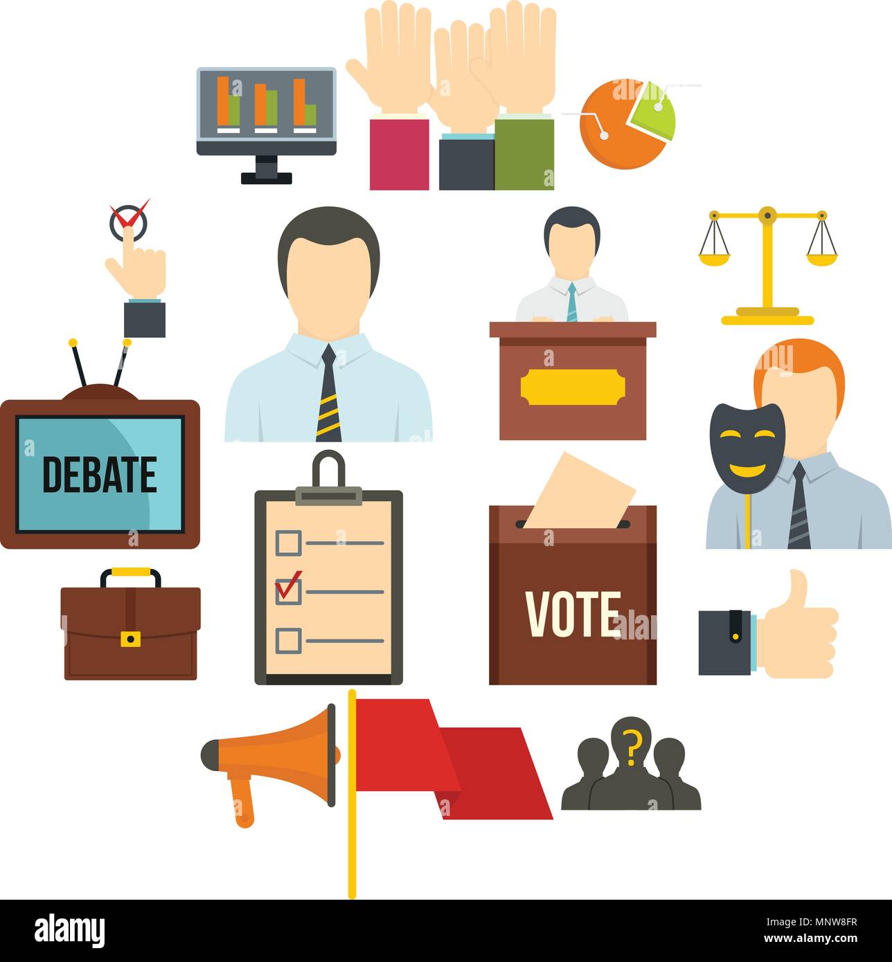Election voting icons set in flat style Stock Vector Image & Art - Alamy