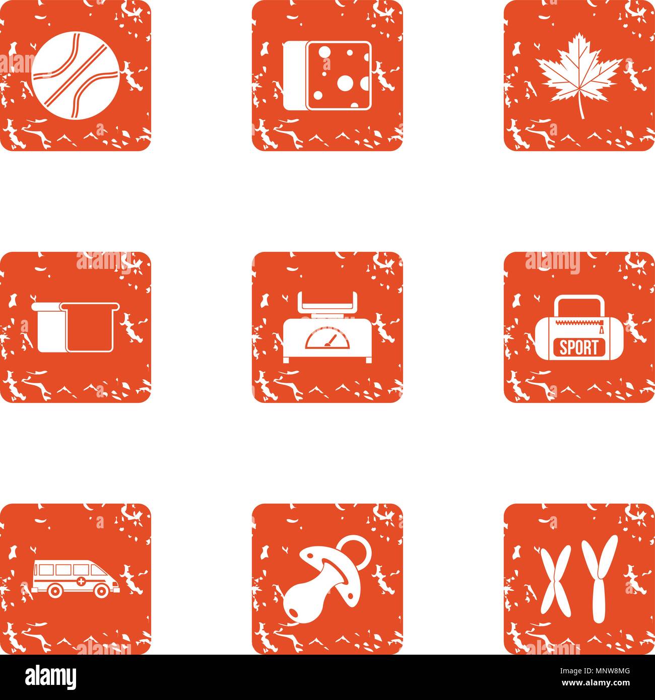 Gestation icons set, grunge style Stock Vector