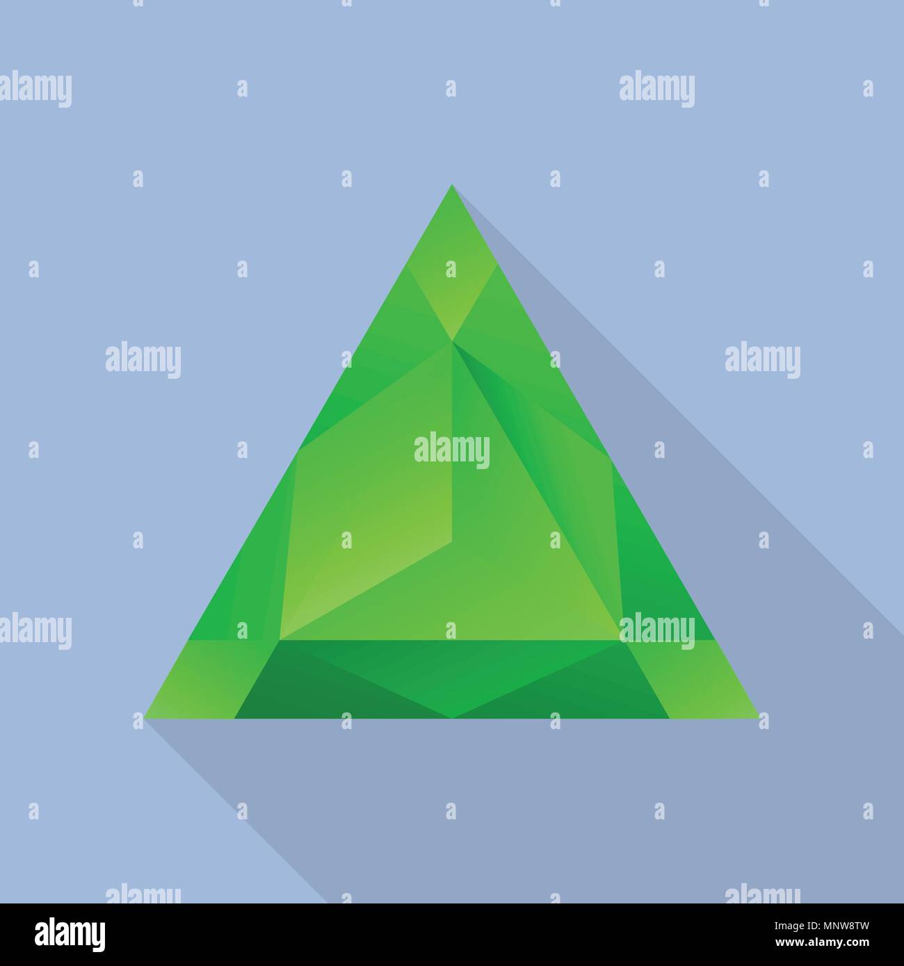 Triangular emerald icon, flat style Stock Vector