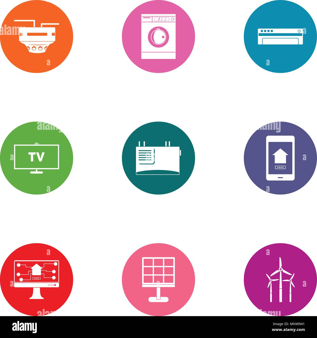 Technological progressiveness icons set, flat style Stock Vector Image ...