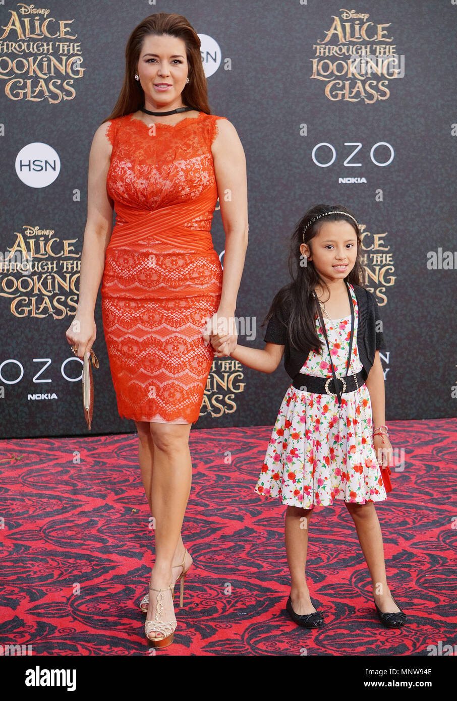 Alicia Machado and daughter   at the Alice Through the Looking Glass Premiere at the El Capitan Theatre in Los Angeles. May 23, 2016.Alicia Machado and daughter  ------------- Red Carpet Event, Vertical, USA, Film Industry, Celebrities,  Photography, Bestof, Arts Culture and Entertainment, Topix Celebrities fashion /  Vertical, Best of, Event in Hollywood Life - California,  Red Carpet and backstage, USA, Film Industry, Celebrities,  movie celebrities, TV celebrities, Music celebrities, Photography, Bestof, Arts Culture and Entertainment,  Topix, vertical,  family from from the year , 2016, in Stock Photo