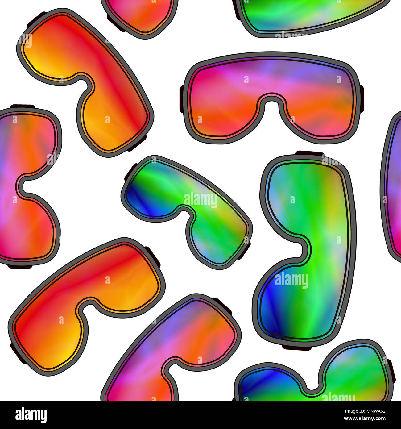 Different Winter Ski Goggles Seamless Pattern Stock Vector