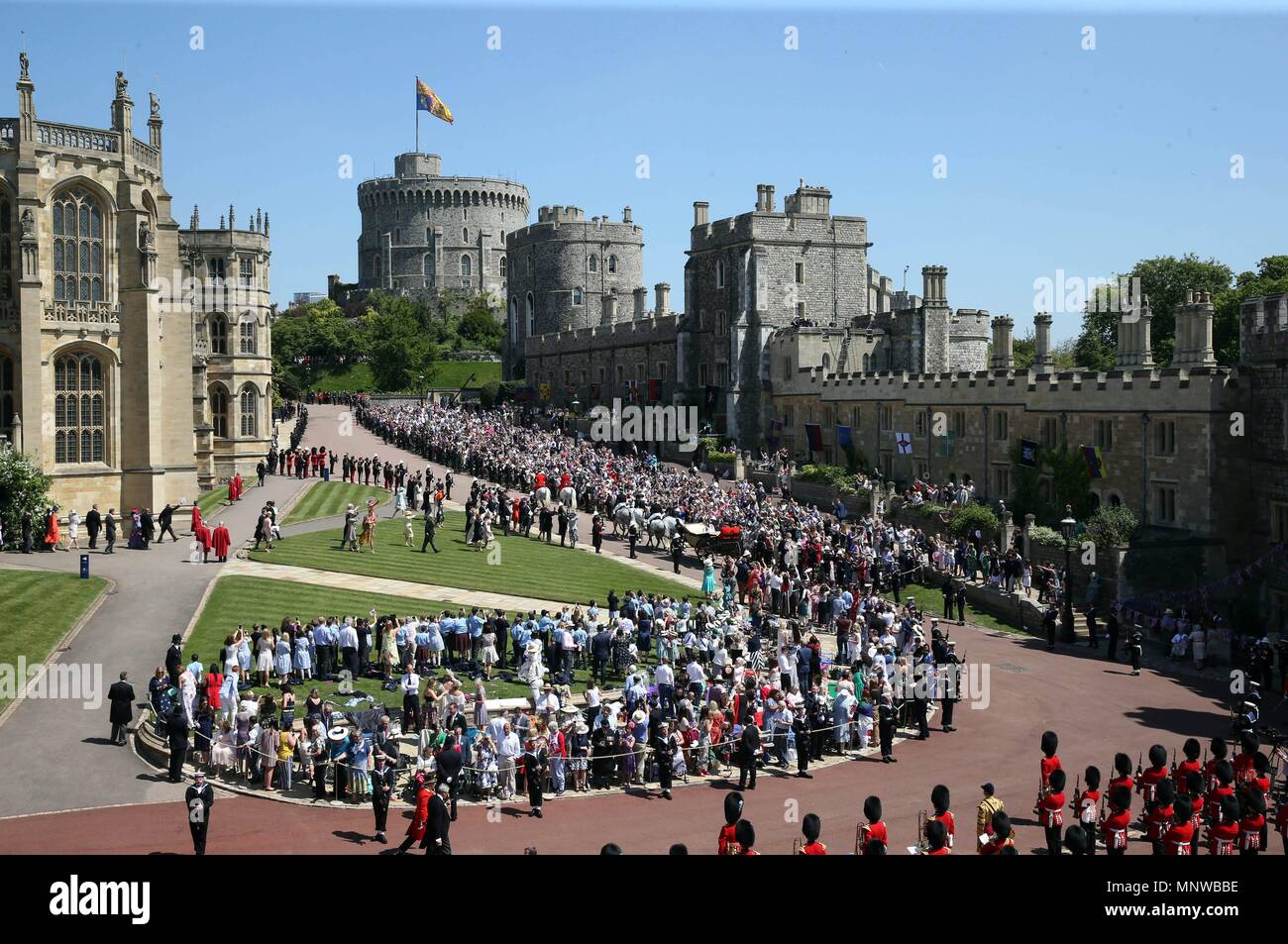 (180519) -- WINDSOR, mayo 19, 2018 (Xinhua) -- Vista del Castillo de Windsor durante la celebraciÃ³n de la boda real del prÃncipe Enrique y Meghan Markle, en Windsor, Reino Unido, el 19 de mayo de 2018.  Cordon Press Stock Photo