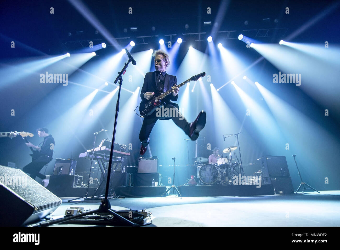 Berkeley, California, USA. 17th May, 2018. ALEX KAPRANOS of Franz Ferdinand performs at the Fox Theater in Oakland, California Credit: Greg Chow/ZUMA Wire/Alamy Live News Stock Photo
