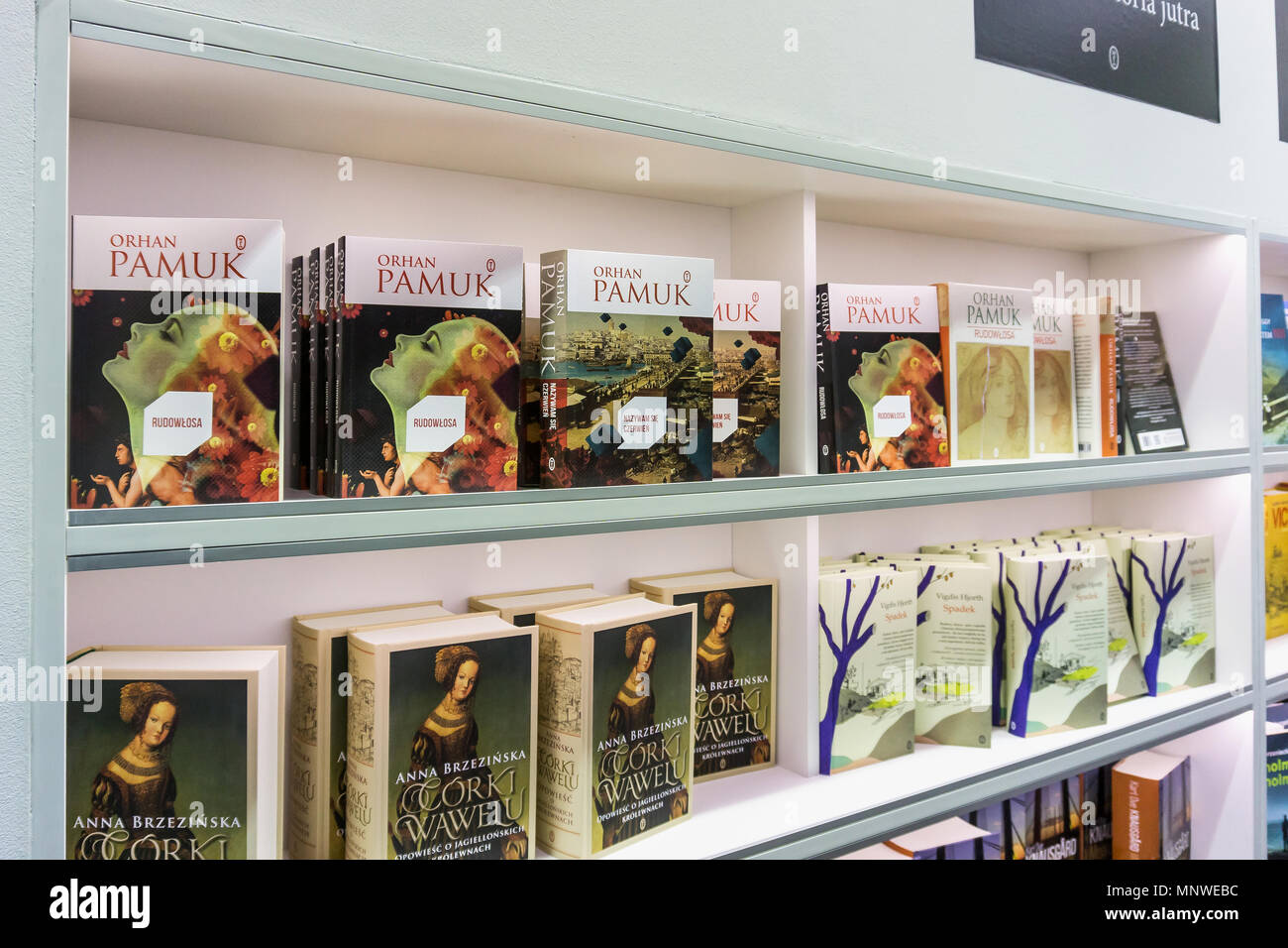 Warsaw, Poland. 19th May 2018. The four-day 9th International Warsaw Book Fair take place in the Polish capital city. The book fair in Warsaw is one of the oldest fairs in Europe. Books by Orhan Pamuk. Credit: dario photography/Alamy Live News Stock Photo