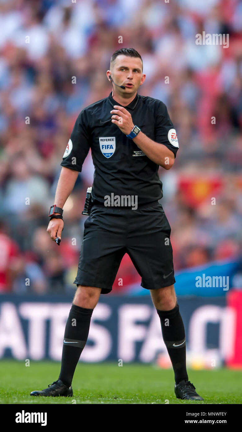 Match referee Michael Oliver during the The FA Cup Final match between