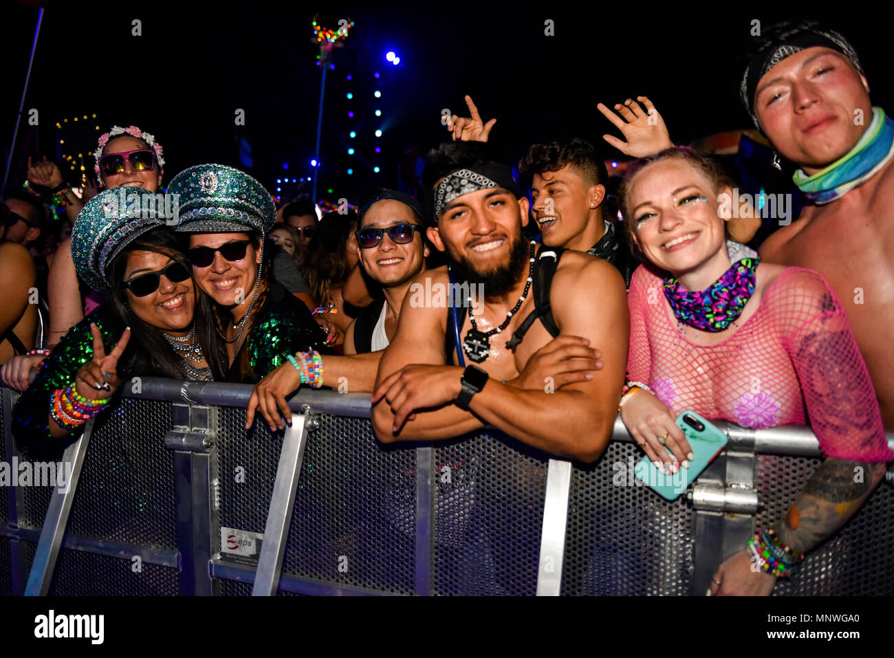 Las Vegas, Nevada,  USA. May 18, 2018, Festival goers at the 2018 Electric Daisy Carnival, edc festival, Day 1, Credit: Ken Howard Images/Alamy Live News Stock Photo