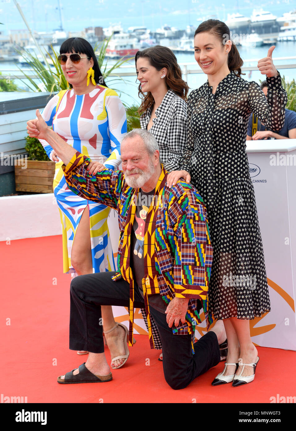 CANNES, FRANCE. May 19, 2018: Rossy De Palma, Joana Ribeiro, Olga Kurylenko & Terry Gilliam at the photocall for 'The Man Who Killed Don Quixote' at the 71st Festival de Cannes Picture: Sarah Stewart Stock Photo