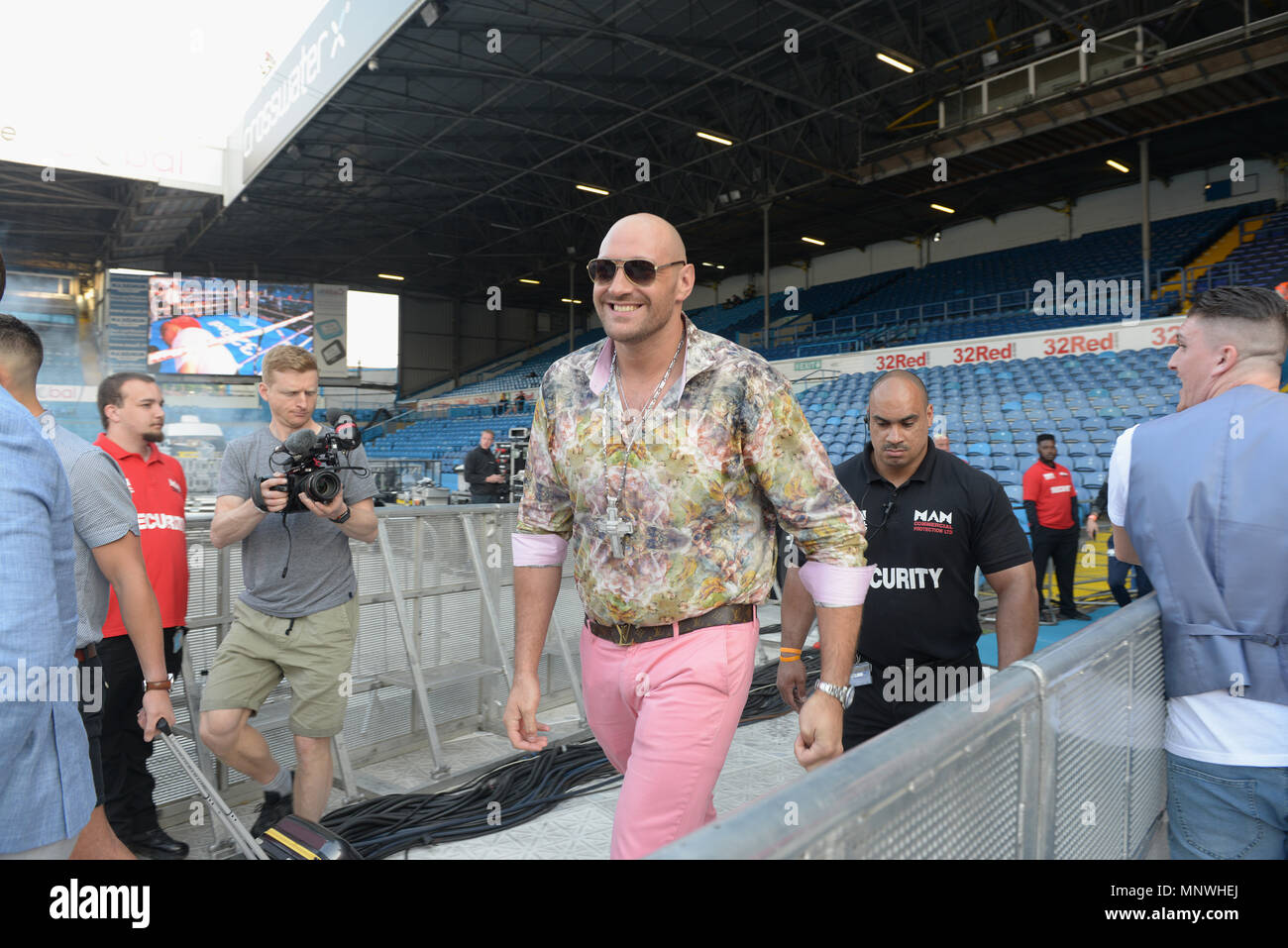 Boxer Tyson Fury at the IBF World Featherweight Championship, Leeds United Football Ground, West Yorkshire, UK. Picture: Scott Bairstow Stock Photo