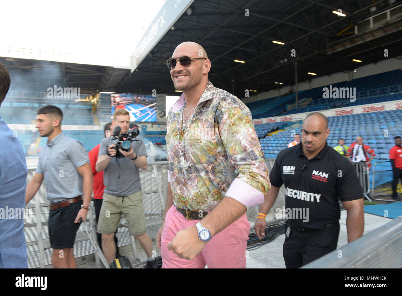 Boxer Tyson Fury at the IBF World Featherweight Championship, Leeds United Football Ground, West Yorkshire, UK. Picture: Scott Bairstow Stock Photo