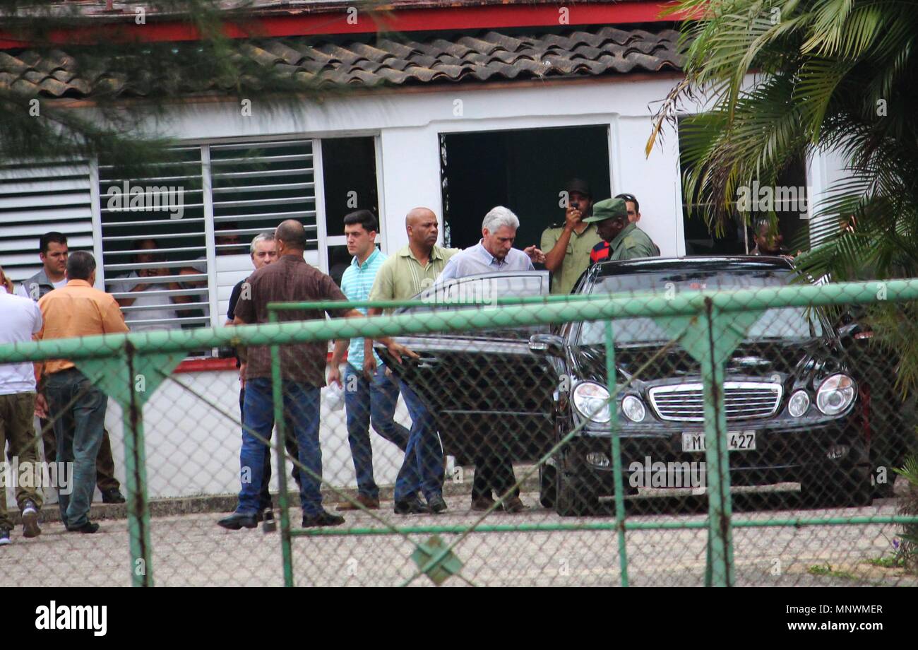 Havana, Cuba. 19th May 2018. Cuban President Miguel Diaz-Canel steps ...