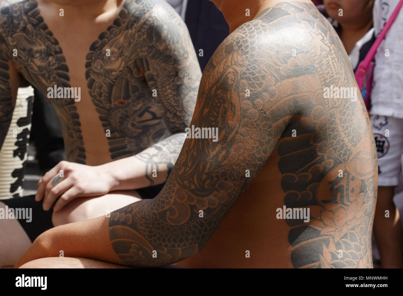 Back View Of Full Tattooed Body Of Yakuza Gang Member Walking Down The  Streets Of Tokyo During Sanja Matsuri Festival Stock Photo - Download Image  Now - iStock