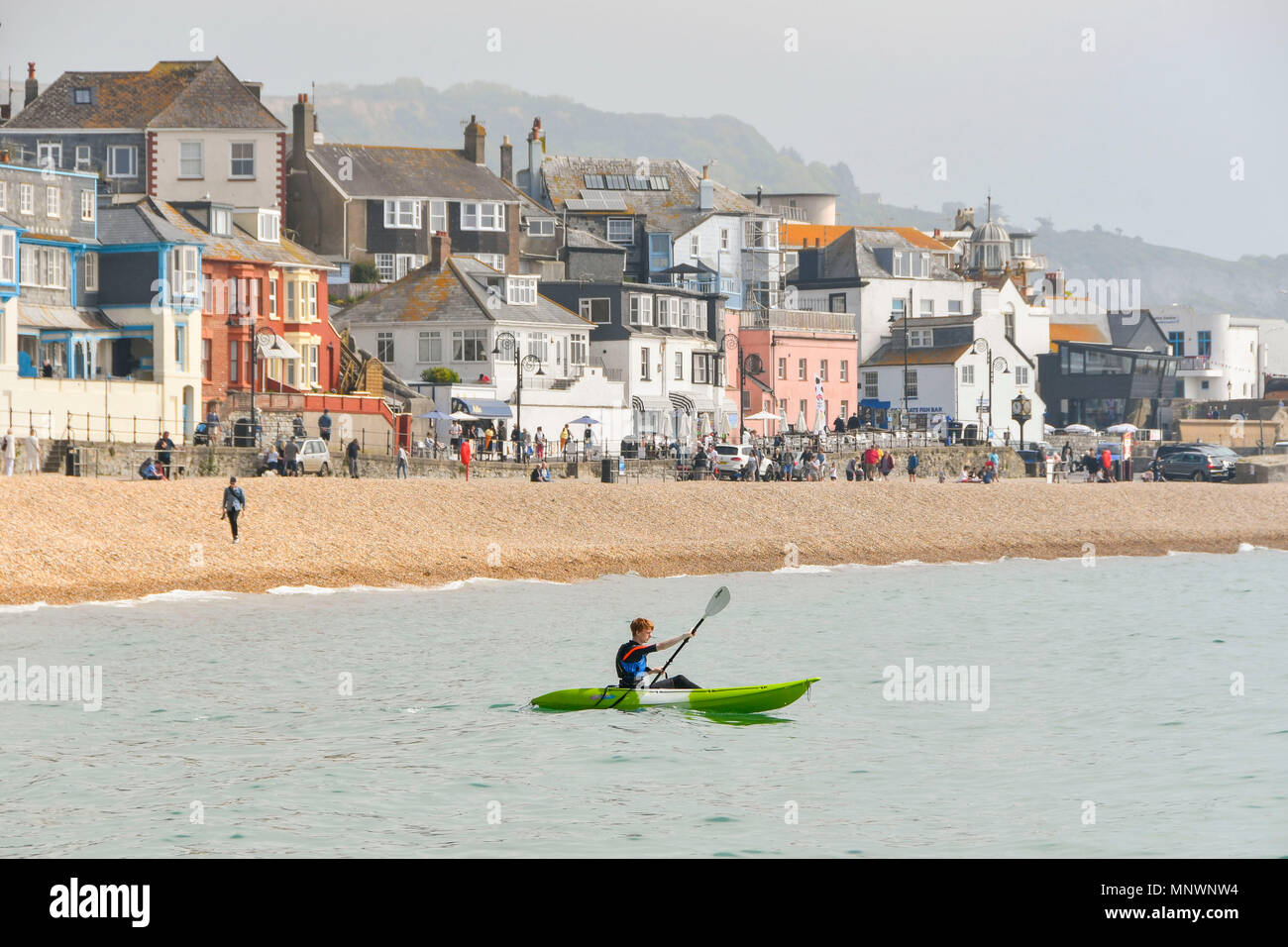 Lyme Regis, Dorset, UK. 20th May 2018. UK Weather. enjoying the hazy
