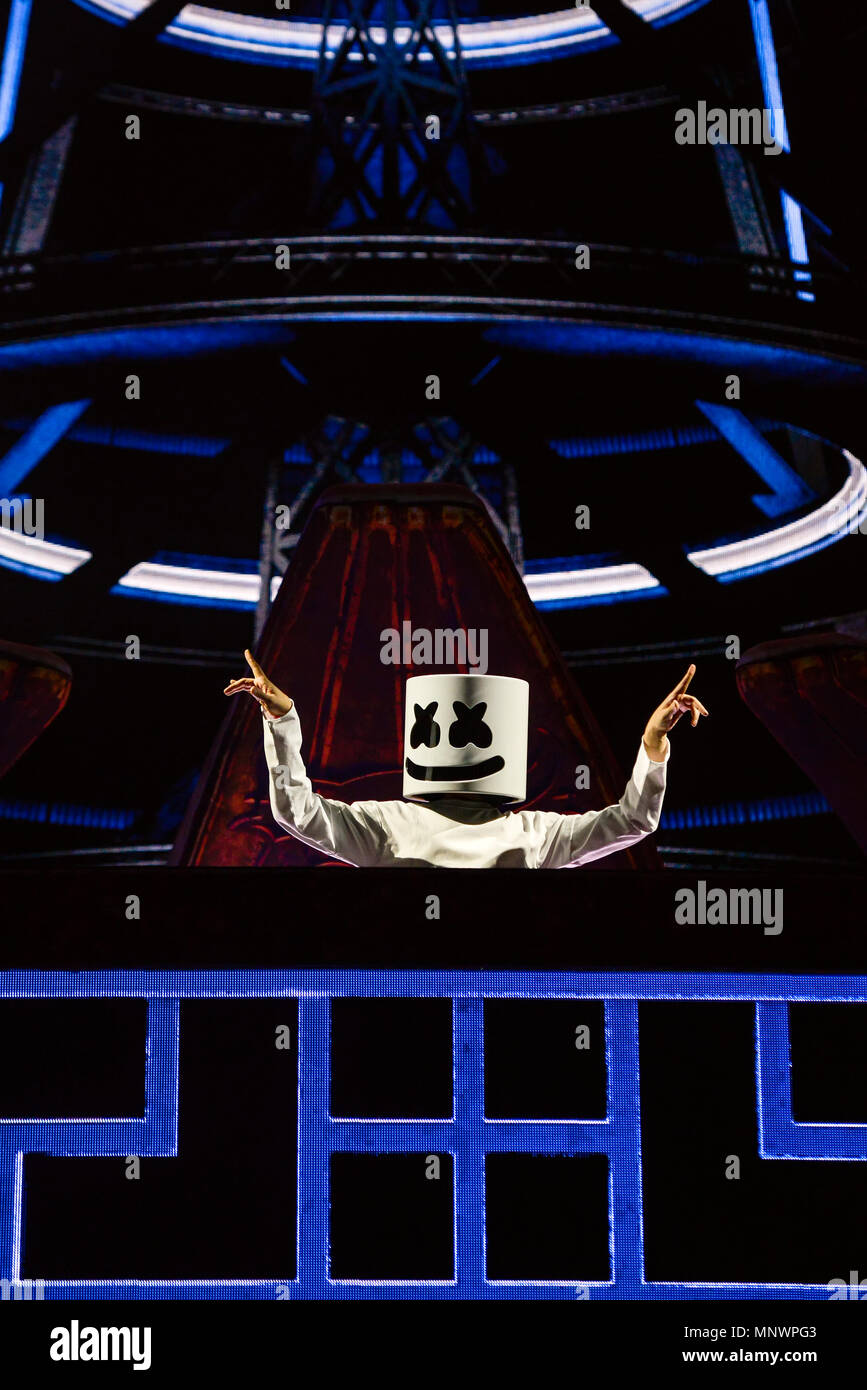 Las Vegas, Nevada, May 20, 2018, Marshmello on stage at the 2018 Electric Daisy Carnival, edc