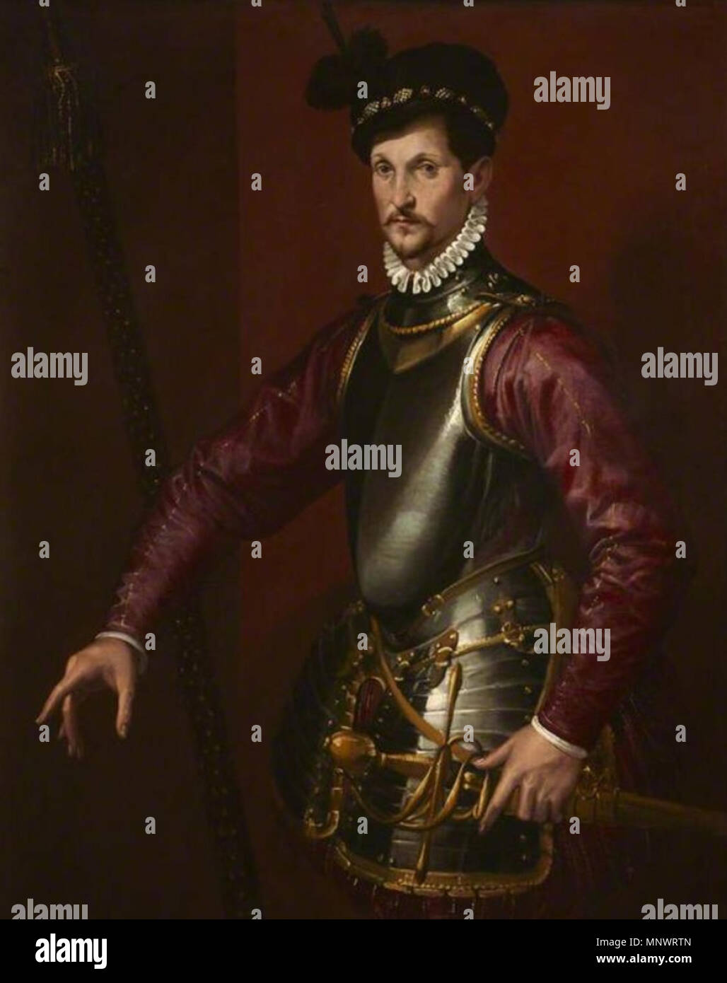 . Italiano: Ritratto di uomo in armatura . between 1570 and 1580. Bartolomeo Passarotti - Portadown (Ulster), Ardress House (National Trust) 1064 Ritratto di uomo in armatura - Passarotti Stock Photo