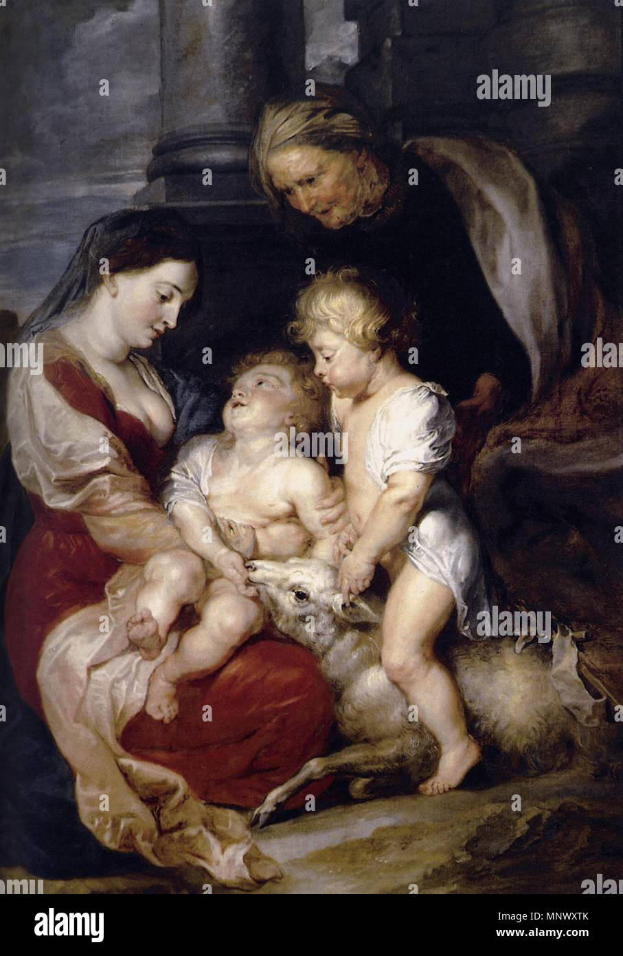 Català: La Mare de Déu i el Nen amb santa Isabel i sant Joanet English: Madonna and Child with Saint Elizabeth and the Young Saint John   circa 1615.   1076 Rubens -mnac Stock Photo