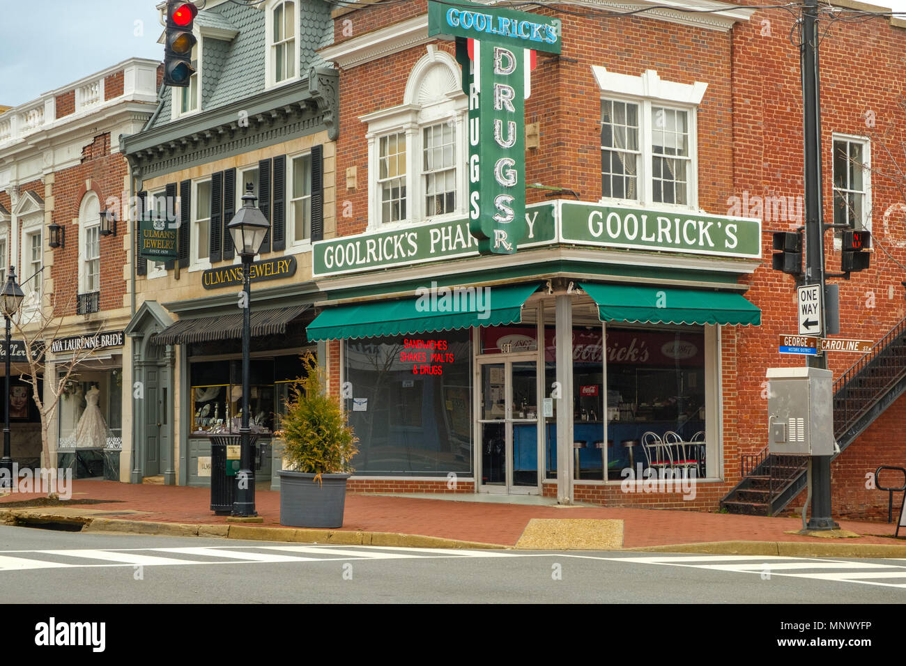 Goolricks Pharmacy, 901 Caroline Street, Fredericksburg, Virginia Stock Photo