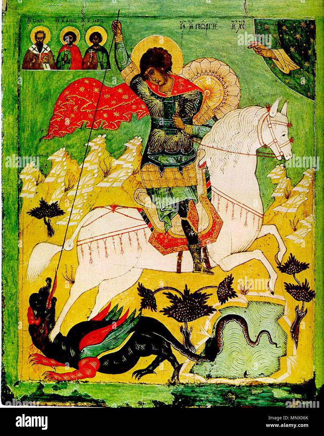 . Icon of Saint George. 16th century. Pskov school 1081 S.George (16th c., Pskov museum) 2 Stock Photo